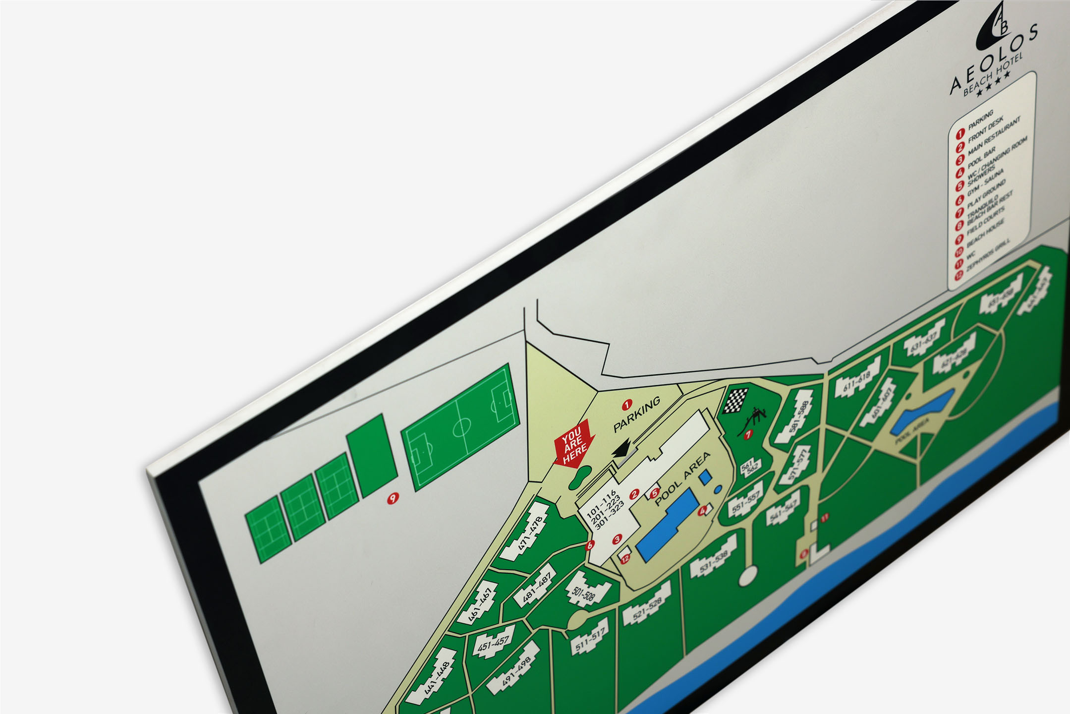 outdoor signage aeolos beach hotel