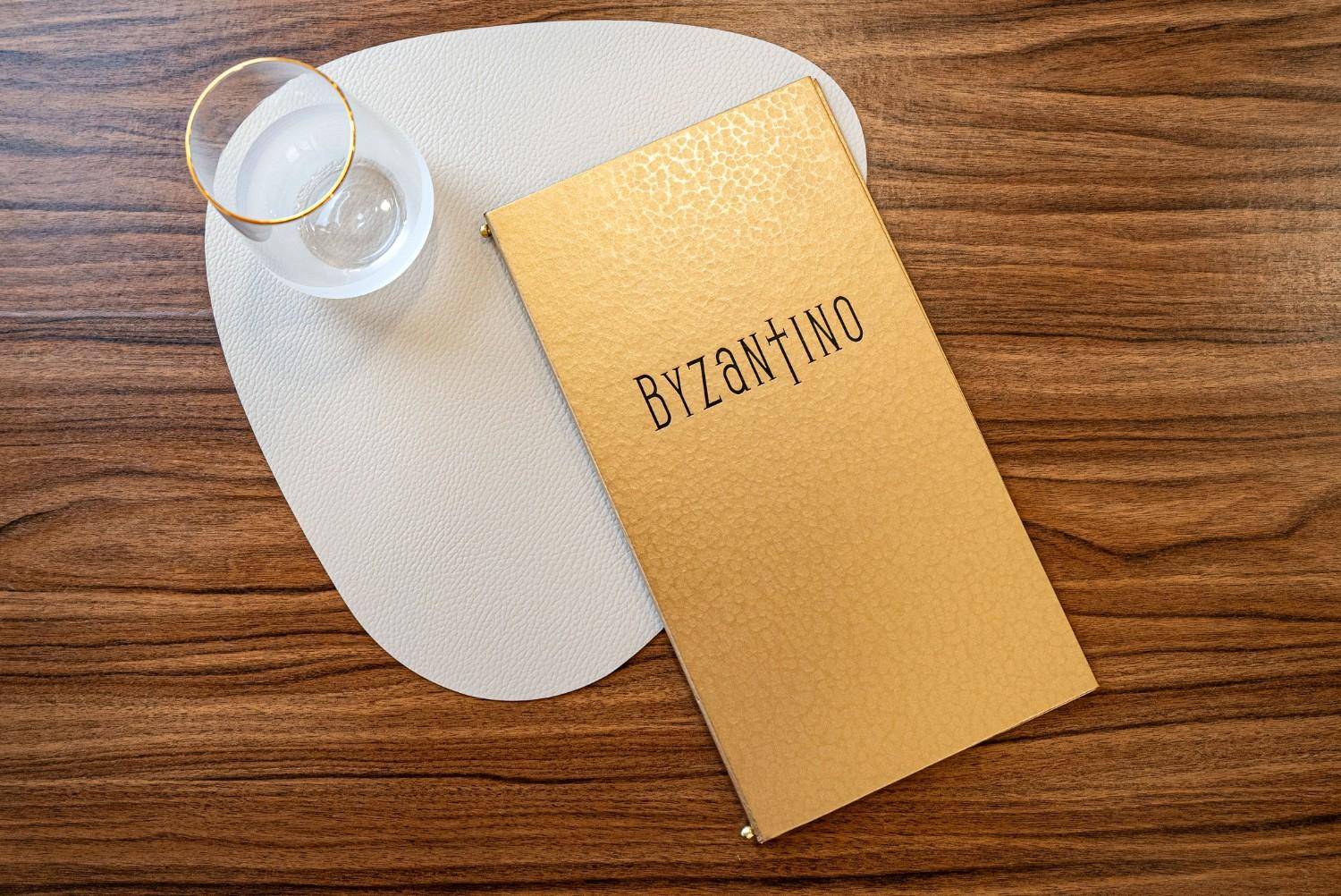 hard cover menu bev bar byzantino