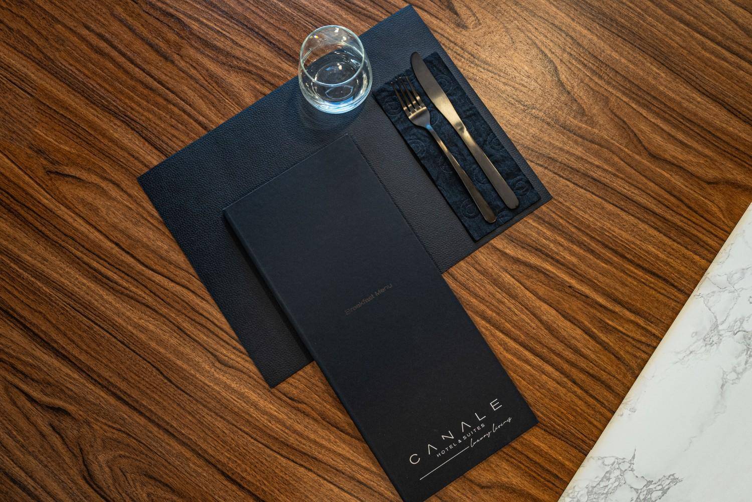 hard cover menu breakfast canale