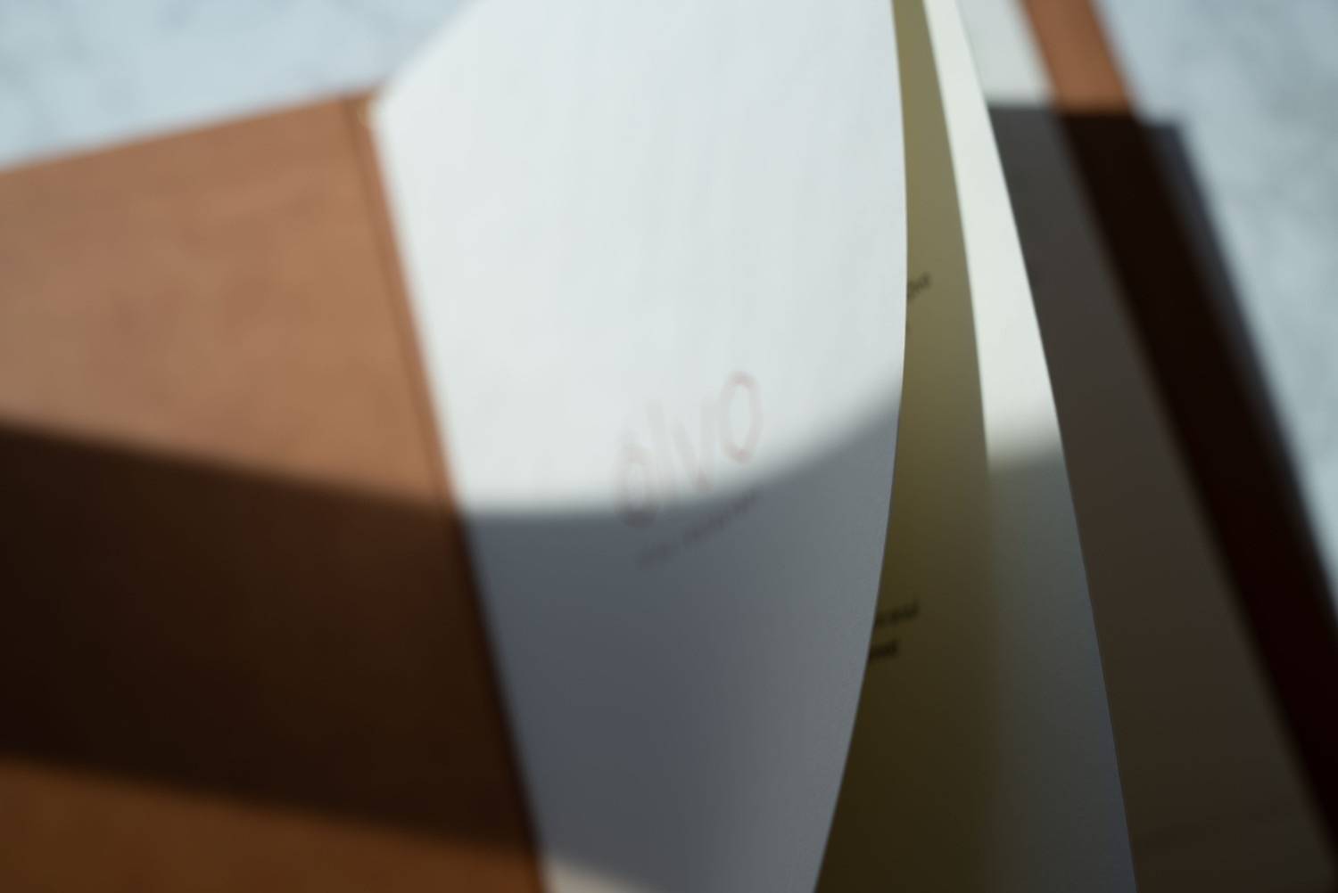 hard cover menu food olvo restaurant