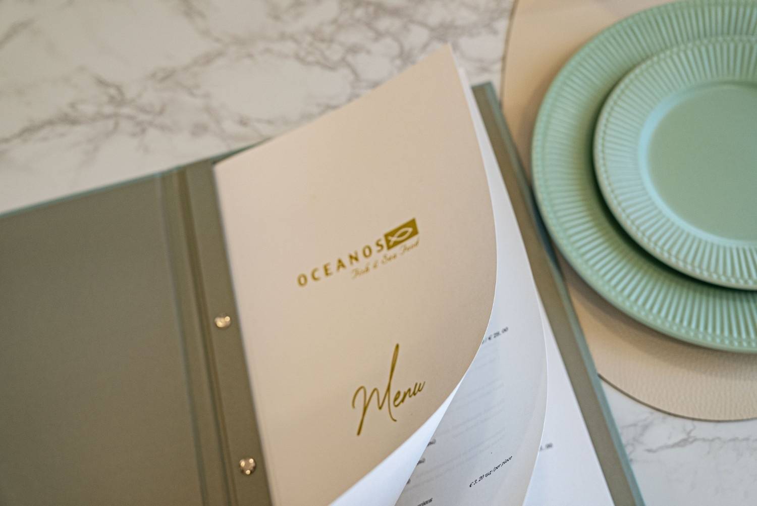 hard cover menu food oceanos