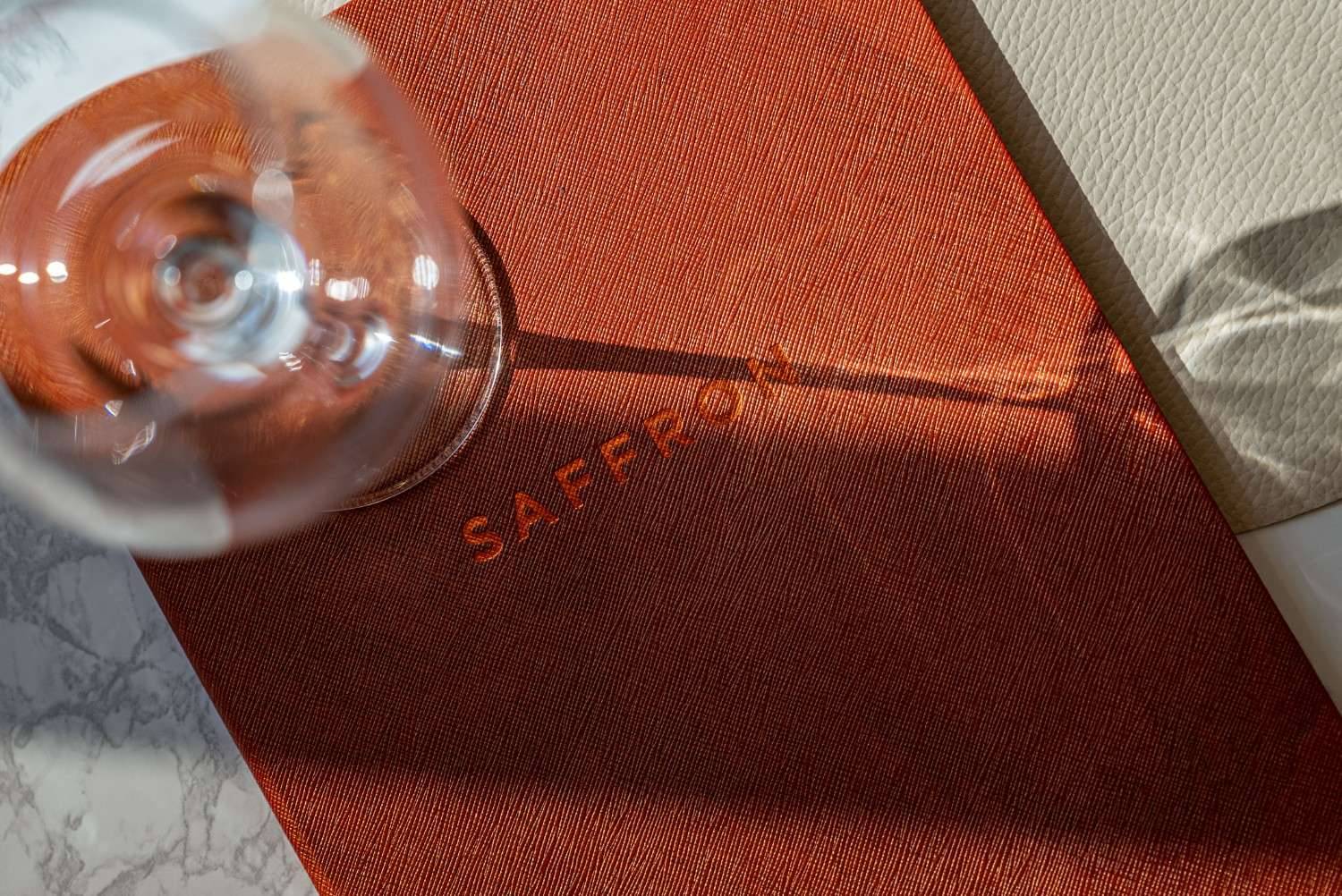 hard cover menu wine saffron marbella