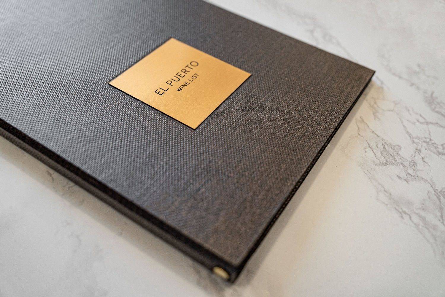 hard cover menu wine el puerto