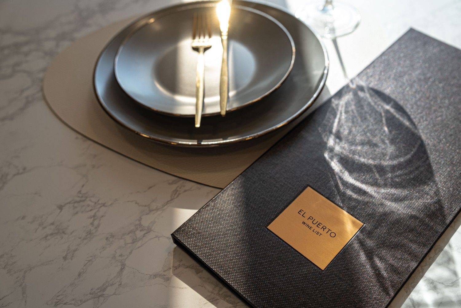 hard cover menu wine el puerto