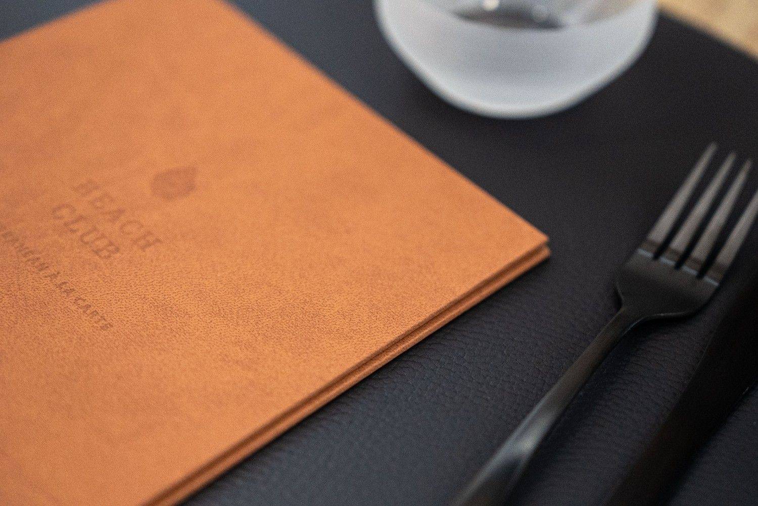 hard cover menu wine beach club sani